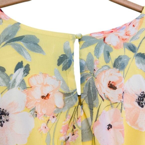 Luxology Floral Overlay V-neckline Flowy Maxi Dress Romantic Summer Size Small - Picture 12 of 12